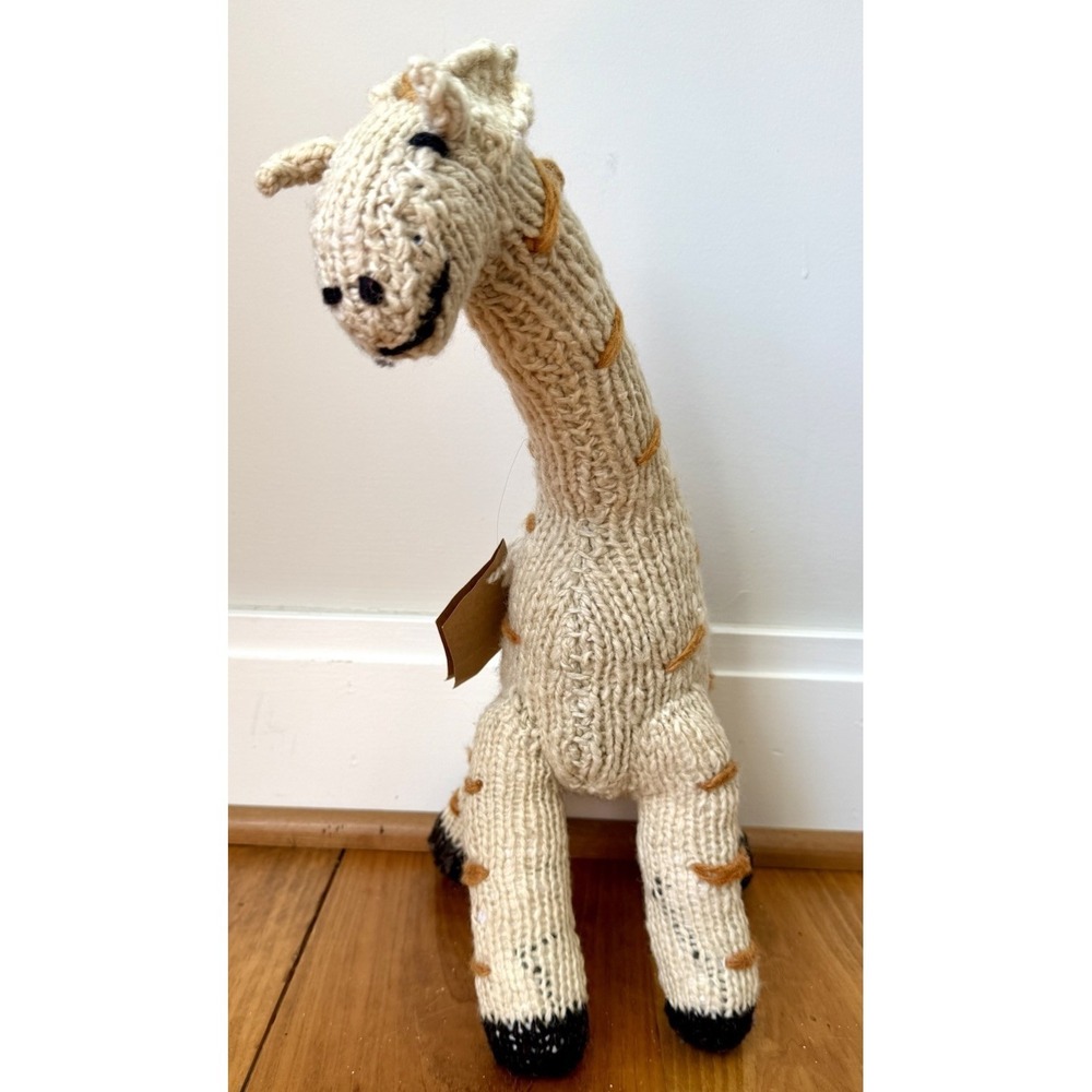 Artisan Safari Giraffe Plush Hand Knit Homespun Wool Rustic Nursery Decor - Picture 4 of 15